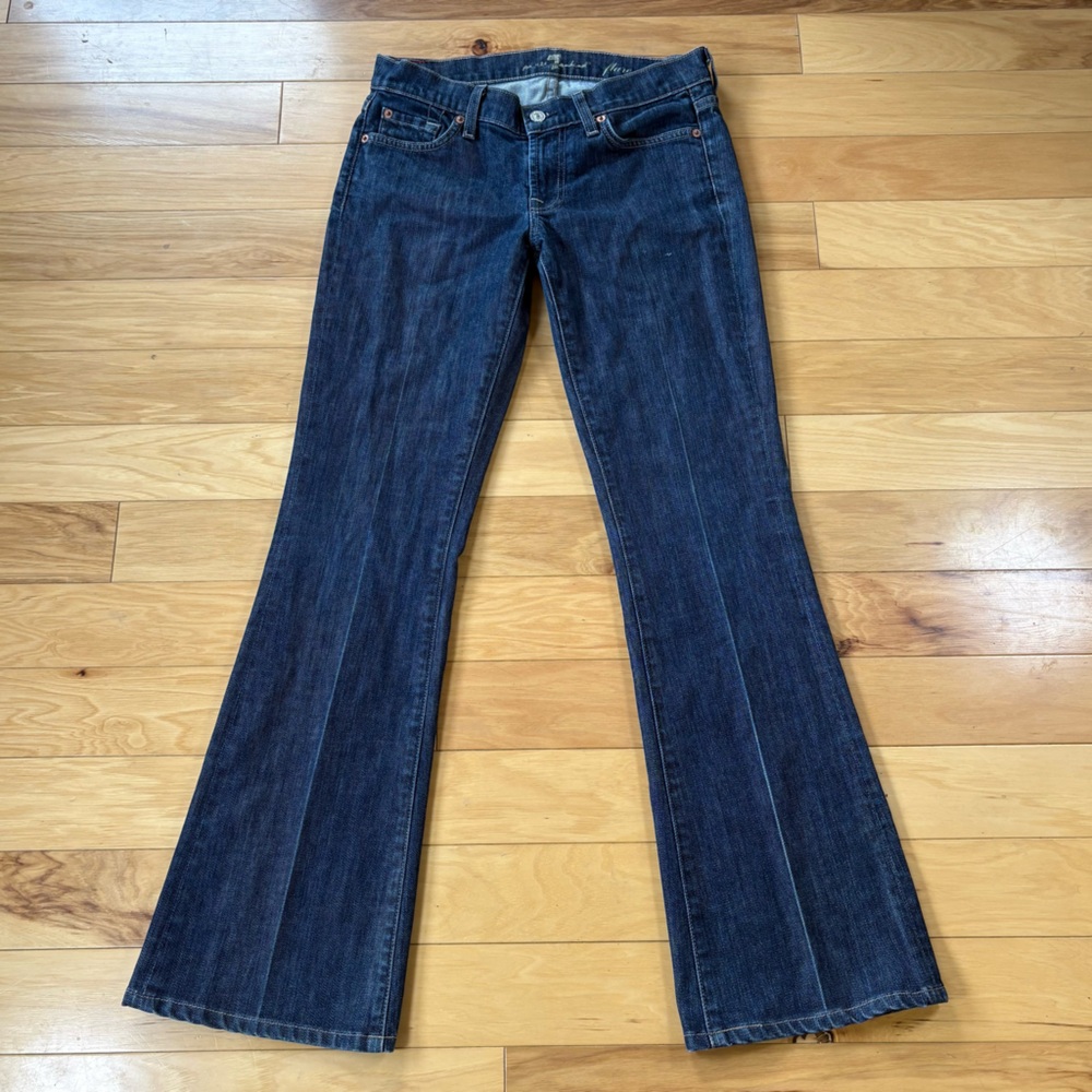 7 For All Mankind Flare Jeans Womens Sz 28 Reg VTG Dark Wash Low Rise Denim Y2K - Picture 4 of 10